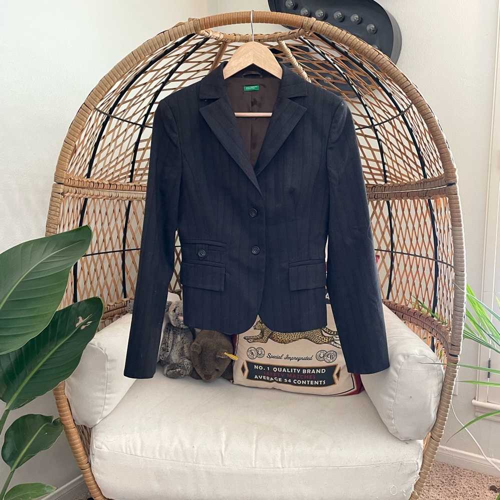 Blue and Brown United Colors of Benetton Skirt Suit